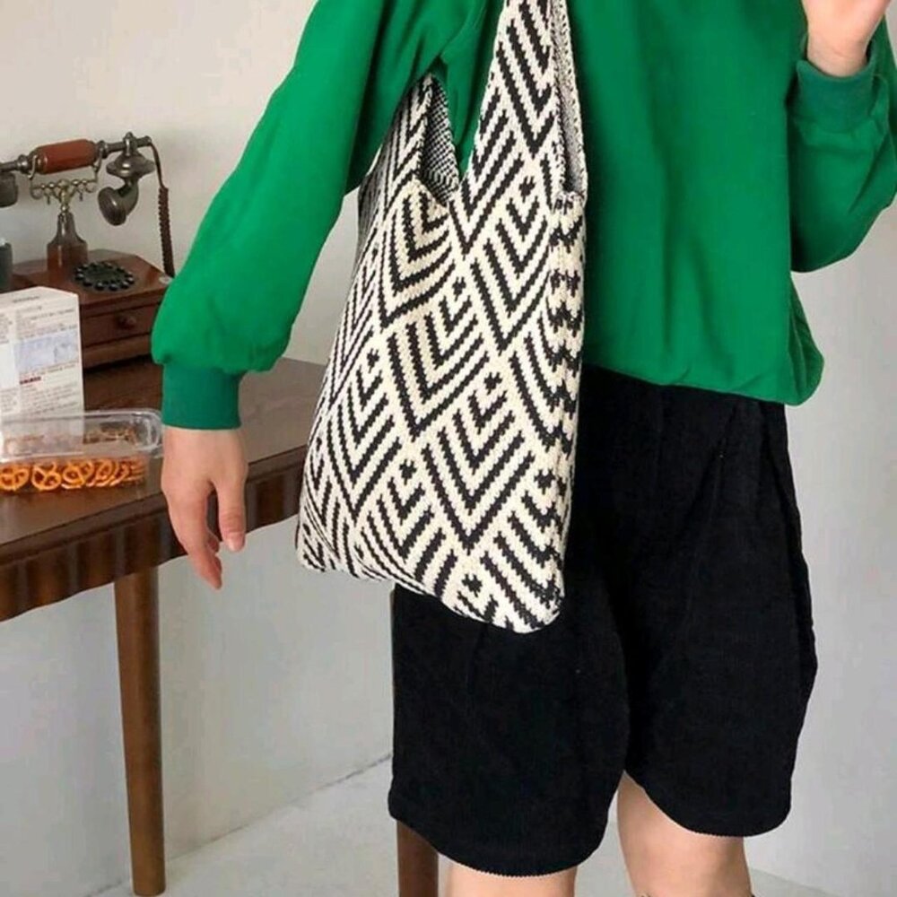 Boho Patterned Woven Tote Bag - image 5